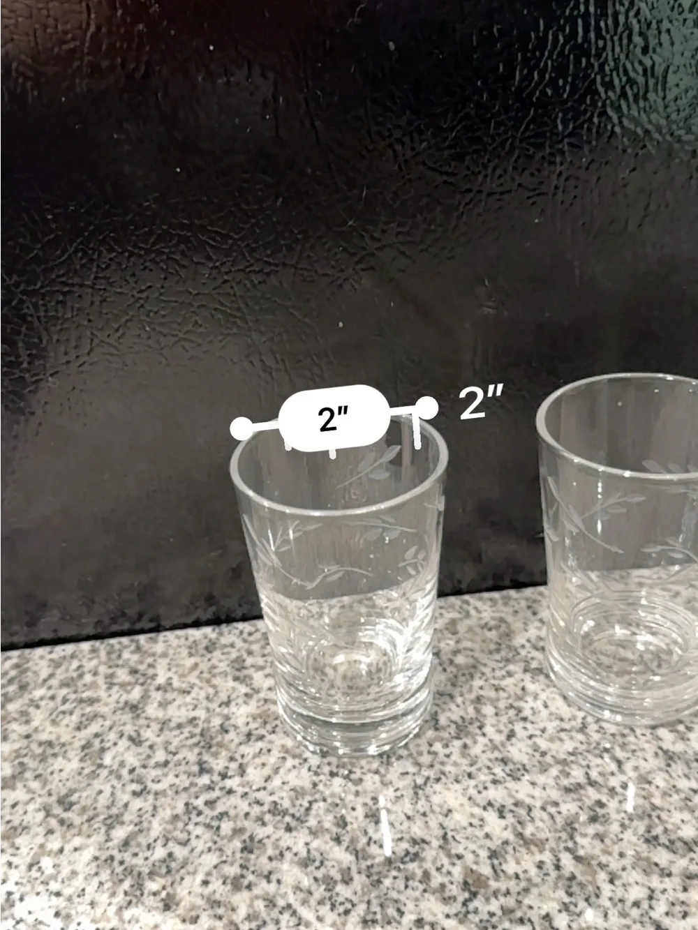 Clear Etched Glass shot glasses - Set of 2